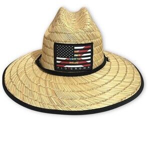 FloGrown Men’s Wide Brim Straw Sun Hat Florida American Flag Mashup